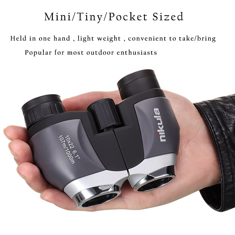 NIKULA 10x22 Pocket Mini Monocular Binoculars HD Powerful BAK4 Prism Waterproof Telescope 1000m Long Range Hunting Optical Scope