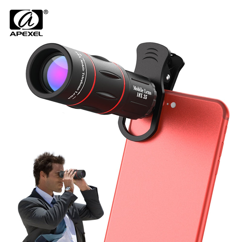 APEXEL Professional 18x25 Monocular Zoom HD Optical Phone Lens 18X Telephoto Lens With Tripod For iPhone Samsung Smartphones