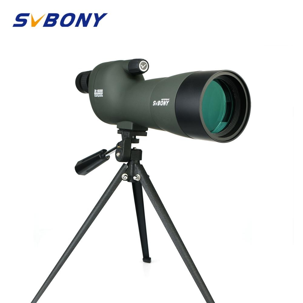 SV28 Spotting Scope 20-60x60 Straight 180 Degree Zoom Telescope Waterproof for Hunting Birdwatch w/Soft Carry Case+Tripod F9308E