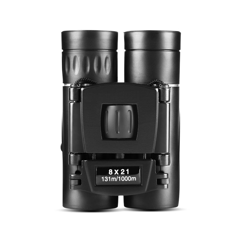 8x21 Compact Zoom Binoculars Long Range Folding HD Powerful Mini Telescope Bak4 FMC Optics Hunting Sports Black Kids Telescope